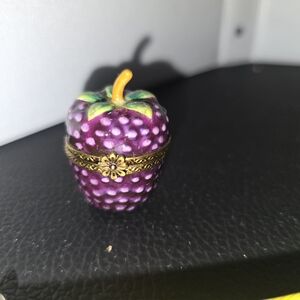 Limoges Purple and Green Berry Trinket Box